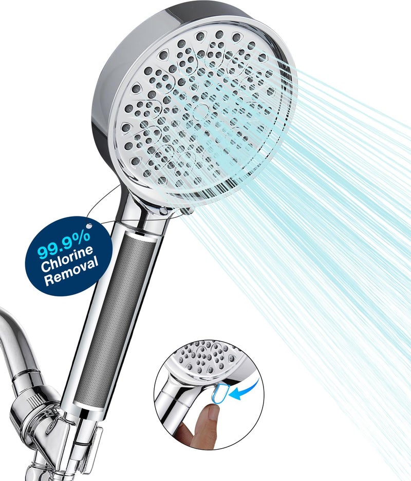 Cobbe Filtered Shower Head with Handheld - Filters Over 99% Of Chlorine - 2.0 Carbon Shower Head Filter System - Water Softener Filters Beads for Hard Water - Reduces Dry Itchy Skin, Chrome - Image 1